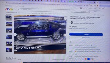 Avtomobil modelləri: Коллекционная модель Ford Mustang Shelby GT500 blue with white stripe — 20