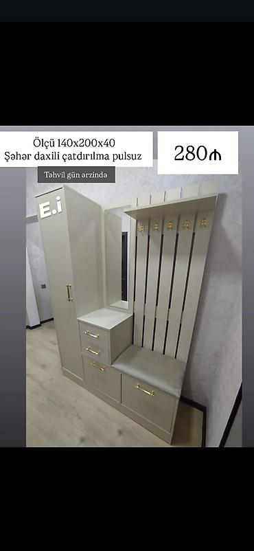 Dəhliz üçün funksional asılqan–dolab dəsti - Ölçü: 140 x 200 x 40 sm