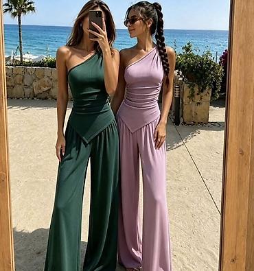 marka only: Komplet majica u pero na jedno rame nacigovana i siroke pantalone sa — 1
