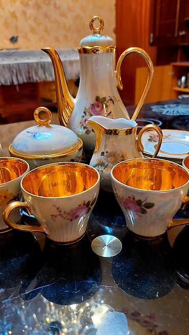 sud separatoru: Çay dəsti, rəng - Qızılı, Farfor, 6 nəfərlik — 2