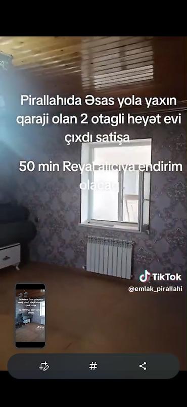 Həyət evləri və villaların satışı: Pirallahıda əsas yola yaxın yerləşən 2 otaqlı həyət evi. Həyətdə qaraj — 4