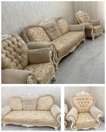 реставрация старой мебели в баку: Б/у, Диван, 2 кресла, Без подьемного механизма, Нераскладной