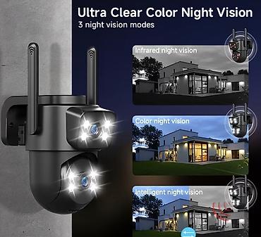 h4 lupa led: Ağıllı Wi‑Fi Təhlükəsizlik Kamerası – ZHXINSD - İkili linza: üst və — 2