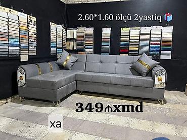 divan kontakt home: Künc divan – müasir dizayn, boz rəng. Ölçü: 2.60 x 1.60 m. Komplekt — 1