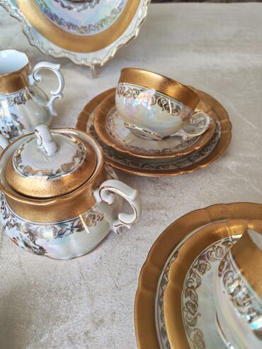 Çay dəstləri və servizlər: Çay dəsti, rəng - Qızılı, Farfor, 6 nəfərlik, Almaniya — 7