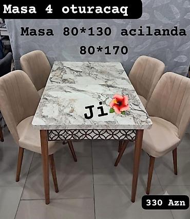 stol ayaqları: 4 oturacaqlı açılıb-böyüyən masa dəsti. Masa qapalı vəziyyətdə 80x130 — 1