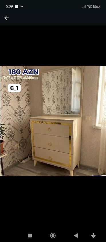 guzgulu kamotlar: G1 model güzgülü mebel dəstləri 1) Komod + güzgü - Qiymət: 180 AZN - — 1