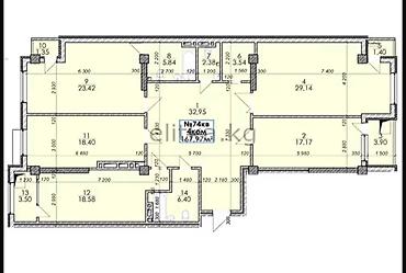 4 комнаты, 168 м², 1000 мелочей Элитка, 8 этаж, ПСО (под самоотделку)