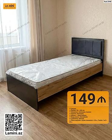 Ev üçün mebel: Çarpayı – tək nəfərlik model - Ölçü: 90 × 200 sm - Mexanizm — 1