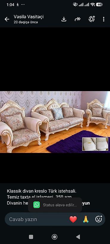 Klassik divan kreslo Türk istehsali. Temiz taxta el işləmesi .350 azn