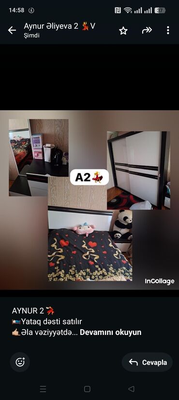 tek kravat gence: AYNUR 2 💃 🛌Yataq dəsti satılır 🤙🏼Əla vəziyyətdə 💶Qiymət 410 azn 🚨Gün