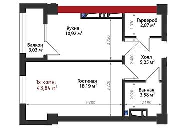 Продажа квартир: 1 комната, 42 м², Элитка, 3 этаж, ПСО (под самоотделку) — 5