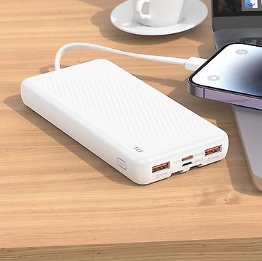 iphone cable: Внешний аккумулятор с встроенными кабелями и быстрыми портами - — 6