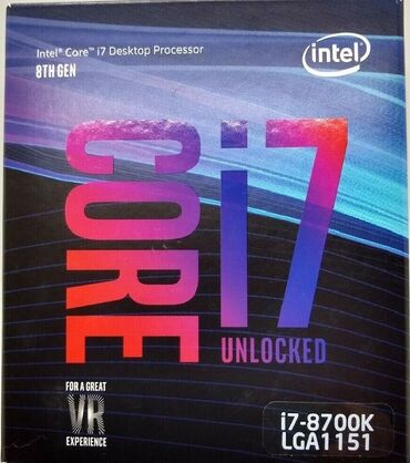 noutbuklar satış: Prosessor Intel Core i7 8700k, > 4 GHz, > 8 nüvə, İşlənmiş