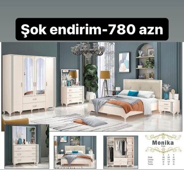 Yataq otağı dəstləri: İkinəfərlik çarpayı, Dolab, Termo, 2 tumba, Azərbaycan, Yeni — 3