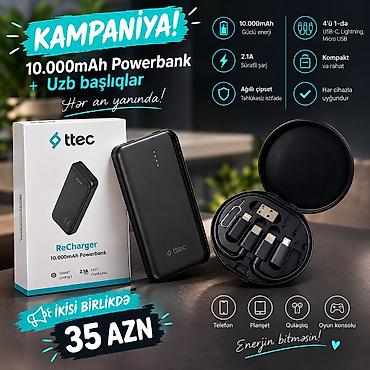 наушник: Ttec ReCharger 10.000 mAh powerbank və USB başlıqlar dəsti. Kompakt — 1