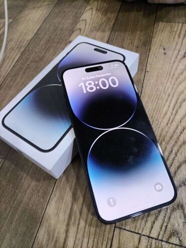 Apple iPhone: IPhone 14 Pro Max, 128 GB, Black Titanium, Barmaq izi, Simsiz şarj, Face ID