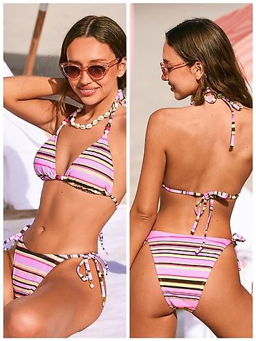 lil solid 2.0 rumena lučka: Ženski dvodelni kupaći kostim – prugasti - Model: trouglasti bikini — 1