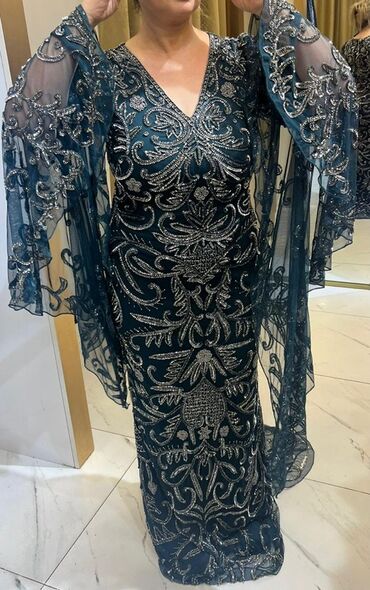 Ziyafət donları: Qaraya çalan yaşıl rəngli, uzun ziyafət/libas - Material: şəffaf — 21