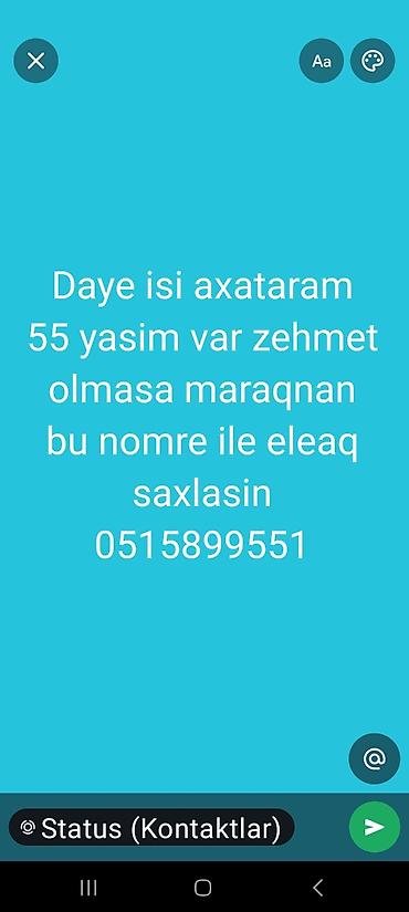 operator iş: Dayə, Evə gəlməklə, 55 yaş — 1