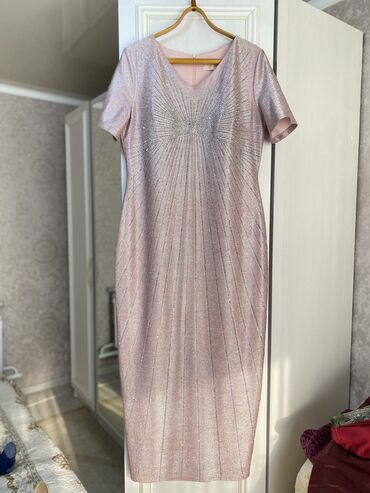 ярко розовое платье: Вечернее платье, Русалка, Длинная модель, Без рукавов, Стразы, 5XL (EU 50)