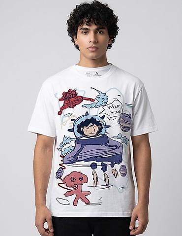 Futbolkalar: Məhsul: Qrafik çaplı ağ T‑shirt - Rəng: Ağ pambig - Print: Ön hissədə — 1