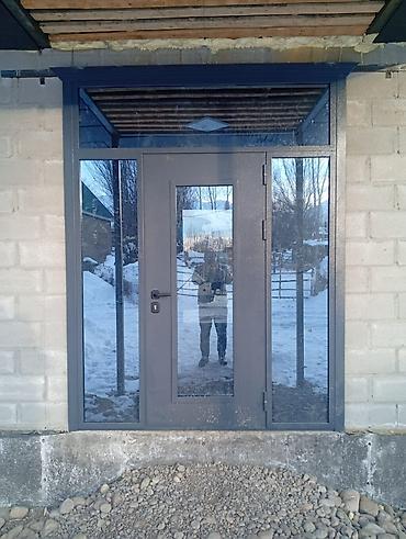 Двери для домов и квартир, Одностворчатая, Со стеклом, цвет - Серый