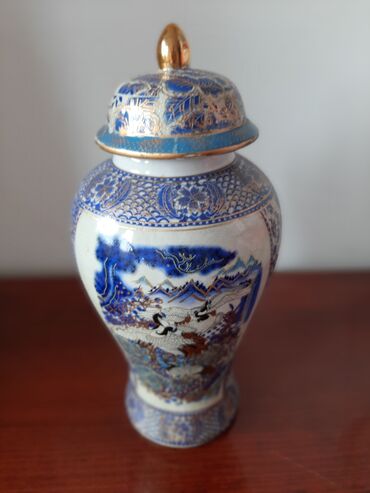 bik ulje na platnu: Vaza, Keramika, bоја - Svetloplava