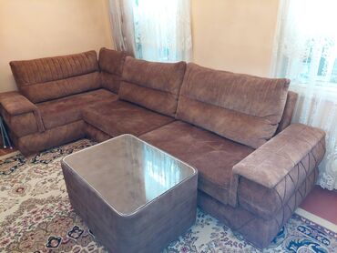 tek divan: Угловой диван, Б/у, Раскладной, С подъемным механизмом, Велюровая ткань, Нет доставки