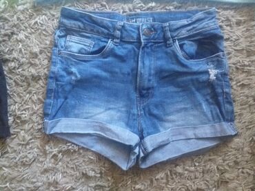 Shorts, Britches: S (EU 36), color - Light blue, Single-colored