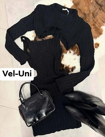 ara torba: Dvod elni ženski komplet – pletena mini haljina + bolero - Model — 1