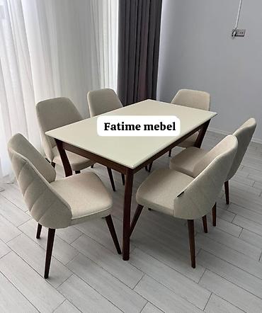 kuxna stol: Yemək otağı üçün masa-stul dəstləri - 6 nəfərlik komplekt: düzbucaqlı — 2