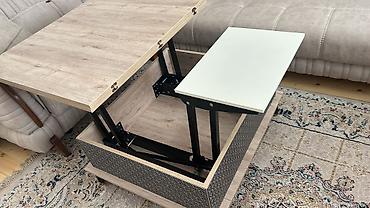 tək stol: Kvadrat masa, Transformer, Təkərli, Teksturalı laminat — 1