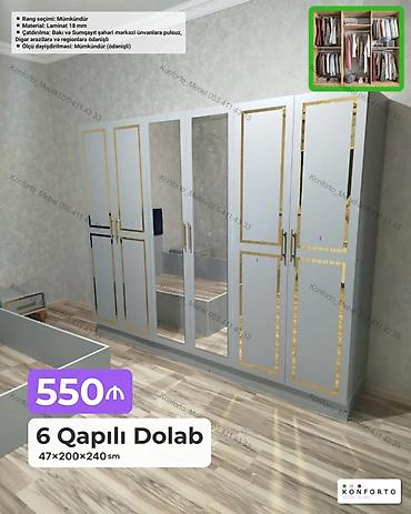 Шкафы: 6 qapılı geyim dolabı Ölçü: 47×200×240 sm Material: 18 mm laminat — 1