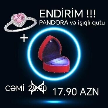 qızılsirga ve üzüklər: PANDORA üzüklər işıqlı qutuda