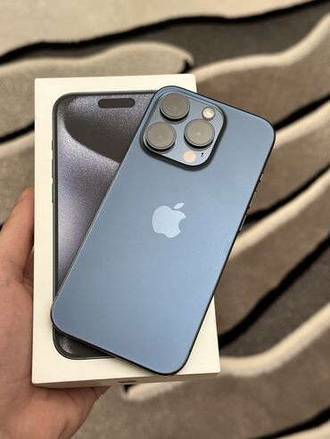 Apple iPhone: IPhone 15 Pro, 128 GB, Blue Titanium, Zəmanət, Simsiz şarj, Face ID