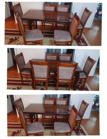 Комплекты столов и стульев: Masa desti acilir 6eded oturacaq 250azn Bine 4995 leli
