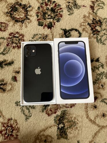 Apple iPhone: IPhone 12, Б/у, 128 ГБ, Черный, Чехол, Коробка, 84 %
