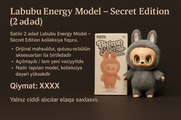 Markalar: Labubu Energy Model Secret Edition kolleksiya fiquru satışdadır.Bütün