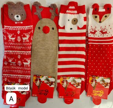 Kolqotkalar, corablar: Yeni il temalı corablar – 35-40 ölçü aralığı - Dizaynlar: Santa — 3