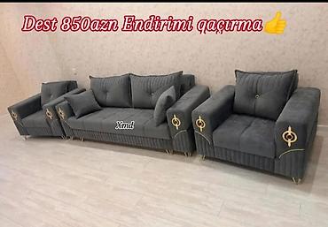 di̇van: Qonaq otağı üçün dəst – zərif dizaynlı 3 hissə: - 1 ədəd 3 nəfərlik — 1