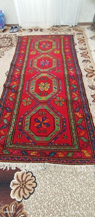 Qədimi əldə toxunma yun garabağ xalçası eni 1.30 uzunluq 2.50