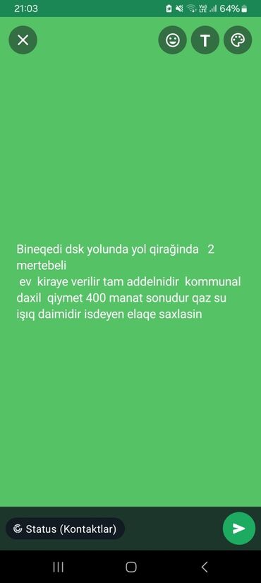 sumqayıt kıraye evler: 50 м², 2 комнаты, Газ, Электричество, Водопровод