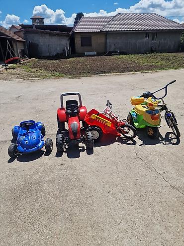 bicikla kolica za decu: Set de dečjih vozila na guranje i pedale - Plavi karting-auto na — 1
