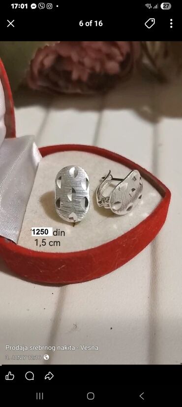 Minđuše: Srebrne minđuše – više modela, srebro 925. - Model 1: polukružne — 4