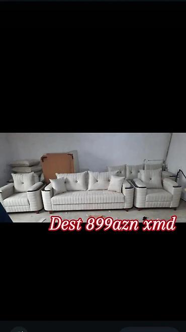 kafe ucun divan: Klassik dizaynlı yumşaq mebel dəsti - Dəst tərkibi: 1 böyük divan + 2 — 1