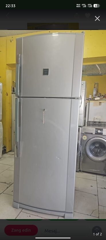 Техника и электроника: Gümüş rəngli iki qapılı soyuducu - Üst kamera: dondurucu bölmə - Alt