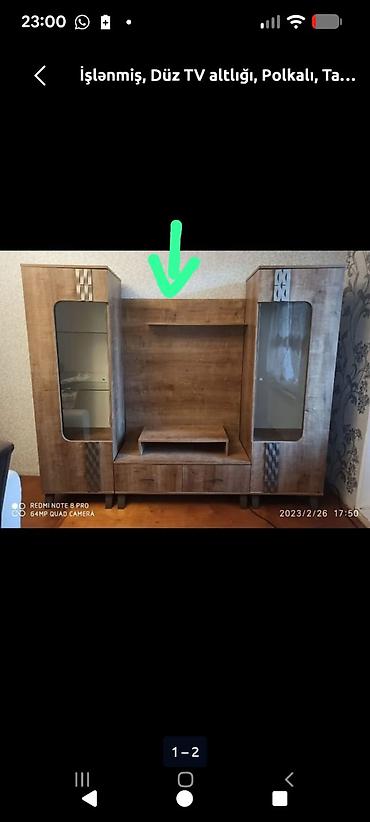 İşlənmiş, Düz TV altlığı, Polkalı, Laminat