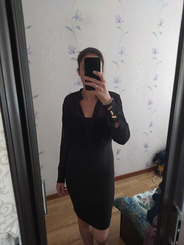платья черный: Вечернее платье, Классическое, Короткая модель, С рукавами, M (EU 38)