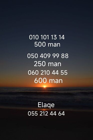 cin nomreler: Nömrə: ( 010 ) ( 1011314 ), Yeni
